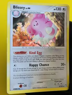 POKEMON BLISSEY LV.44 #5/123 RARE HOLOFOIL MOD PLAYED MYSTERIOUS TREASURES CARD - Image 1