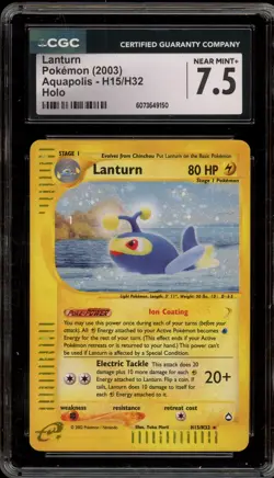 Pokemon Lanturn Aquapolis Holo Rare #H15 CGC 7.5 - Image 1