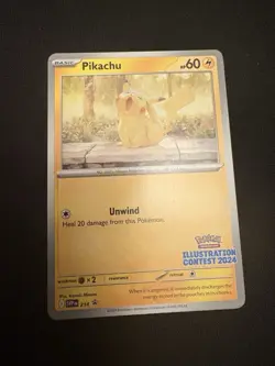 Pokemon TCG Pikachu Promo #214 Scarlet & Violet Illustration Contest 2024 NM - Image 3