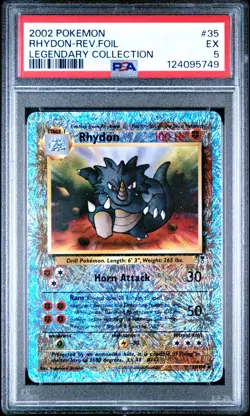 2002 Pokemon Rhydon Legendary Collection Reverse Holo #35 PSA 5 - Image 1