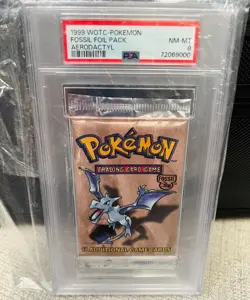 Three (3) RARE VINTAGE Pokemon 1999 Fossil Booster Packs Sealed Art Set PSA 8 - Image 3