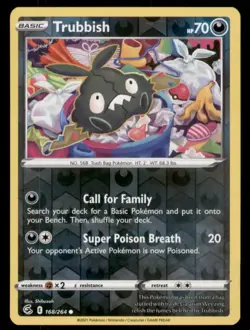 Trubbish SWSH08: Fusion Strike #168/264 Common Reverse Holo Pokemon NM - Image 1