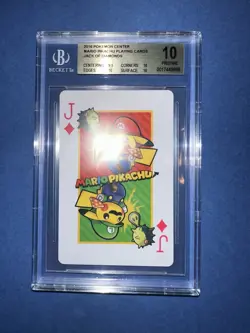 BGS 10 PRISTINE MARIO PIKACHU PLAYING CARDS JACK OF DIAMONDS POKEMON CENTER - Image 2