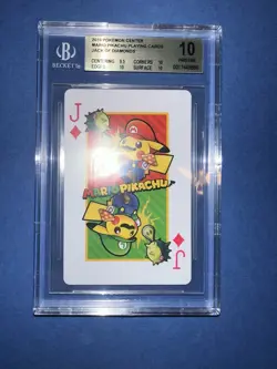 BGS 10 PRISTINE MARIO PIKACHU PLAYING CARDS JACK OF DIAMONDS POKEMON CENTER - Image 3