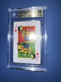 BGS 10 PRISTINE MARIO PIKACHU PLAYING CARDS JACK OF DIAMONDS POKEMON CENTER - Image 4
