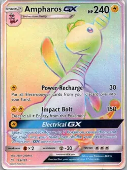 Pokemon Card Ampharos GX 185/181 Team Up - Heavily Played - Image 1
