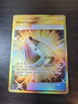 Pokemon Metal Goggles Team Up 195/181 Secret Rare Full Art SM Gold Holo Card - Image 1