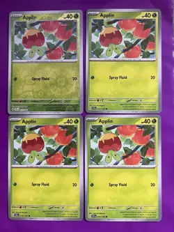 Pokemon Cards 2024 Stellar Crown Playset Applin 012/142 4x x4 - Image 1