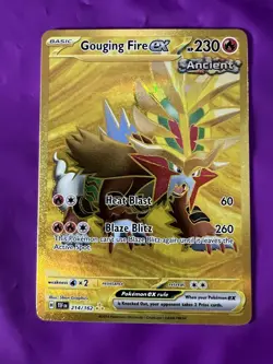 Pokemon Card Gouging Fire ex 214/162 Temporal Forces Gold Hyper Rare Holo NM - Image 1