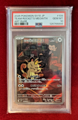 PSA 10 Team Rocket's Meowth (109/089) Japanese Art Rare sv10 Pokemon Card - Image 1