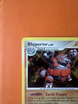 Pokemon Rhyperior Card - LV.61, Stage 2, Earth Fissure, Rock Wrecker - Image 2