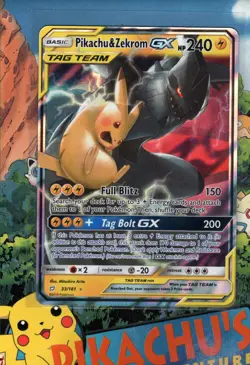 Pokemon TCG Pikachu & Zekrom GX 33/181 Sm-Team Up Holo LP - Image 1