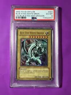 2002 Yu-Gi-Oh Blue-Eyes White Dragon Blue Eyes With Dragon PSA 6 LOB-001 - Image 1