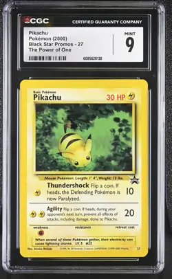 CGC 9 MINT Pikachu 2000 Black Star Promos 27 Pokemon Card - Image 1