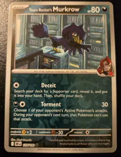 Team Rocket's Murkrow 127/182 Reverse Holo Uncommon Destined Rivals Pokemon TCG - Image 1