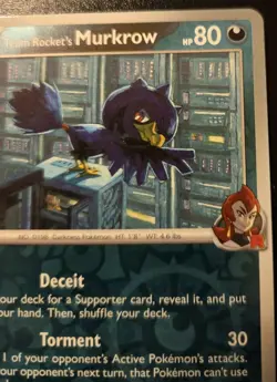 Team Rocket's Murkrow 127/182 Reverse Holo Uncommon Destined Rivals Pokemon TCG - Image 3