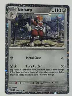 Pokemon TCG - Bisharp - 149/197 - 2023 Obsidian Flames- Galaxy Cosmo Holo - Image 2