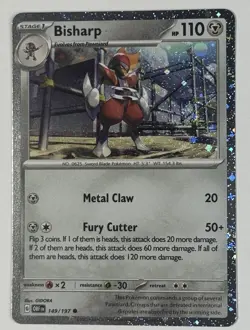 Pokemon TCG - Bisharp - 149/197 - 2023 Obsidian Flames- Galaxy Cosmo Holo - Image 3