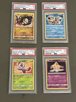Pokemon Shining Legends 2017 Shining Jirachi, Celebi, Rayquaza, Volcanion PSA 5 - Image 1