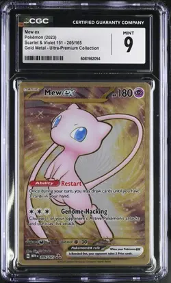 Mew ex Gold Metal CGC 9 MINT Pokemon (2023) Scarlet & Violet 151 UPC #205/165 - Image 1