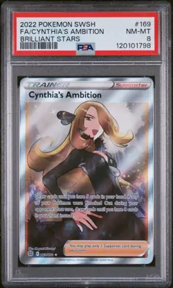 PSA 8 NM-MT Cynthia's Ambition FA 2022 SWSH Brilliant Stars Card - Image 1