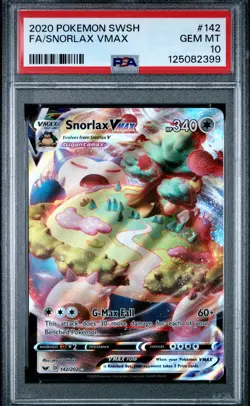 2020 POKEMON SWORD & SHIELD #142 FULL ART/SNORLAX VMAX PSA 10 - Image 1