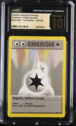 Pokemon Double Colorless Energy 96/102 GERMAN 1st Edition Base - CGC 10 PRISTINE - Image 1