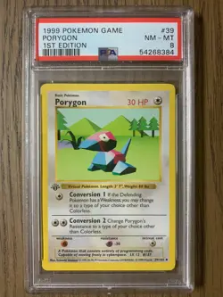 PSA 8 - Pokemon PORYGON - 1st EDITION Shadowless Base Set - 39/102 - Uncommon - Image 1