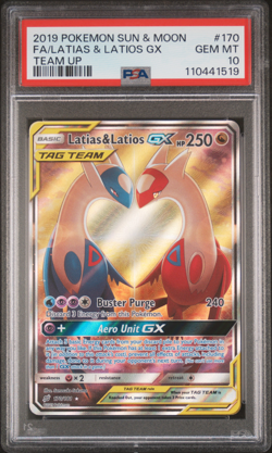 PSA 10 Latias & Latios GX 170 Full Alternate Art English Pokemon Team Up Card - Image 1