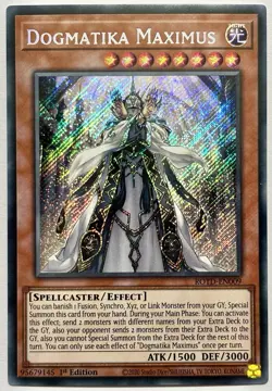 ROTD-EN009 Dogmatika Maximus - Secret Rare 1st Edition Near Mint YuGiOh Card - Image 1