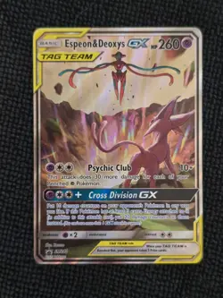 Pokemon TCG Espeon & Deoxys GX SM240 Black Star Promo Full Art NM + - Image 1