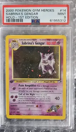 Pokemon Sabrina's Gengar 1st edition Holo PSA 9 , Mint #14 , 2000 - Image 1