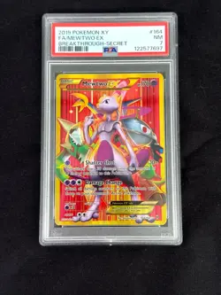 2015 POKEMON XY BREAKTHROUGH SECRET #164 FULL ART MEWTWO EX PSA 7 - Image 1