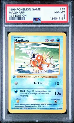 1999 POKEMON BASE SET 1ST EDITION #35 MAGIKARP PSA 8 SHADOWLESS - Image 1