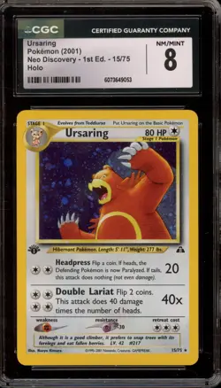 Pokemon Ursaring Neo Discovery 1st Edition Holo Rare #15 CGC 8 - Image 1