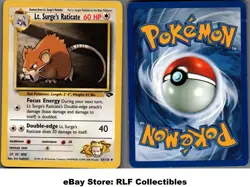 2000 Pokemon, Gym Challenge, #53/132 Lt. Surge's Raticate, Uncommon - Image 1