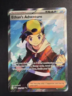 Pokemon TCG Destined Rivals Ethan's Adventure Full Art Trainer Card 221/182 NM - Image 1