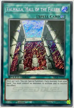SBCB-EN141 Valhalla, Hall of the Fallen - Secret Rare 1st Ed Near Mint YuGiOh - Image 1
