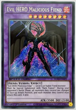 SGX3-ENA21 Evil HERO Malicious Fiend - Secret Rare 1st Edition Near Mint YuGiOh - Image 1