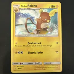 Alolan Raichu 2017 S&M Trainer Kit Holo Rare Pokemon Card 30/30 (NM) - Image 3