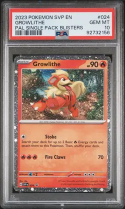 Growlithe PSA 10 Paldea Evolved Black Star Promo SVP024 Cosmos Holo Pokemon Card - Image 1