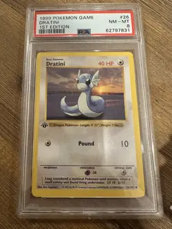 1999 Pokemon Game 1st Edition Base Set Dratini #26 English 26/102 PSA 8 NM-MT - Image 1