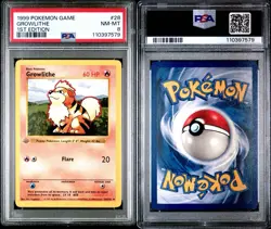 1999 Pokemon Base Set 1st Edition Growlithe PSA 8 - GREY GRAY stamp - Image 3
