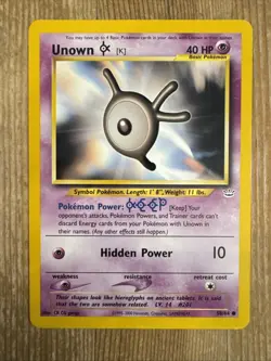 Unown K 58/64 Common Pokemon Neo Revelation Unlimited WOTC MP 2001 - Image 1