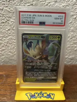 2017 Pokemon Leafeon GX 012/066 Double Rare Ultra Sun Japanese PSA 10 GEM MINT - Image 1