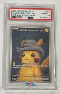 2023 POKEMON SVP EN-SV BLACK STAR PROMO #085 PIKACHU GREY FELT HAT PSA 10. - Image 1