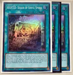 3x WANTED: Seeker of Sinful Spoils Super Rare RA03-EN074 Yu-Gi-Oh! - Image 1