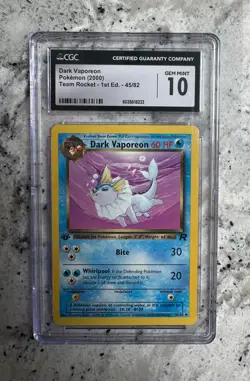 CGC 10 GEM MINT 10 Dark Vaporeon Non-Holo 1st Edition Team Rocket 45/82 Pokemon - Image 1