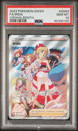 Pokemon Irida GG63/GG70 PSA 10 Gem Mint Crown Zenith Trainer Full Art Gallery - Image 1