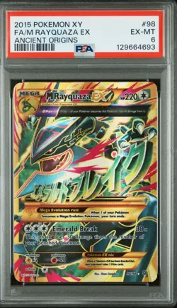 M Rayquaza EX (Shiny Full Art) 98/98 Pokemon XY Ancient Origins Holo PSA 6 EX-MT - Image 1